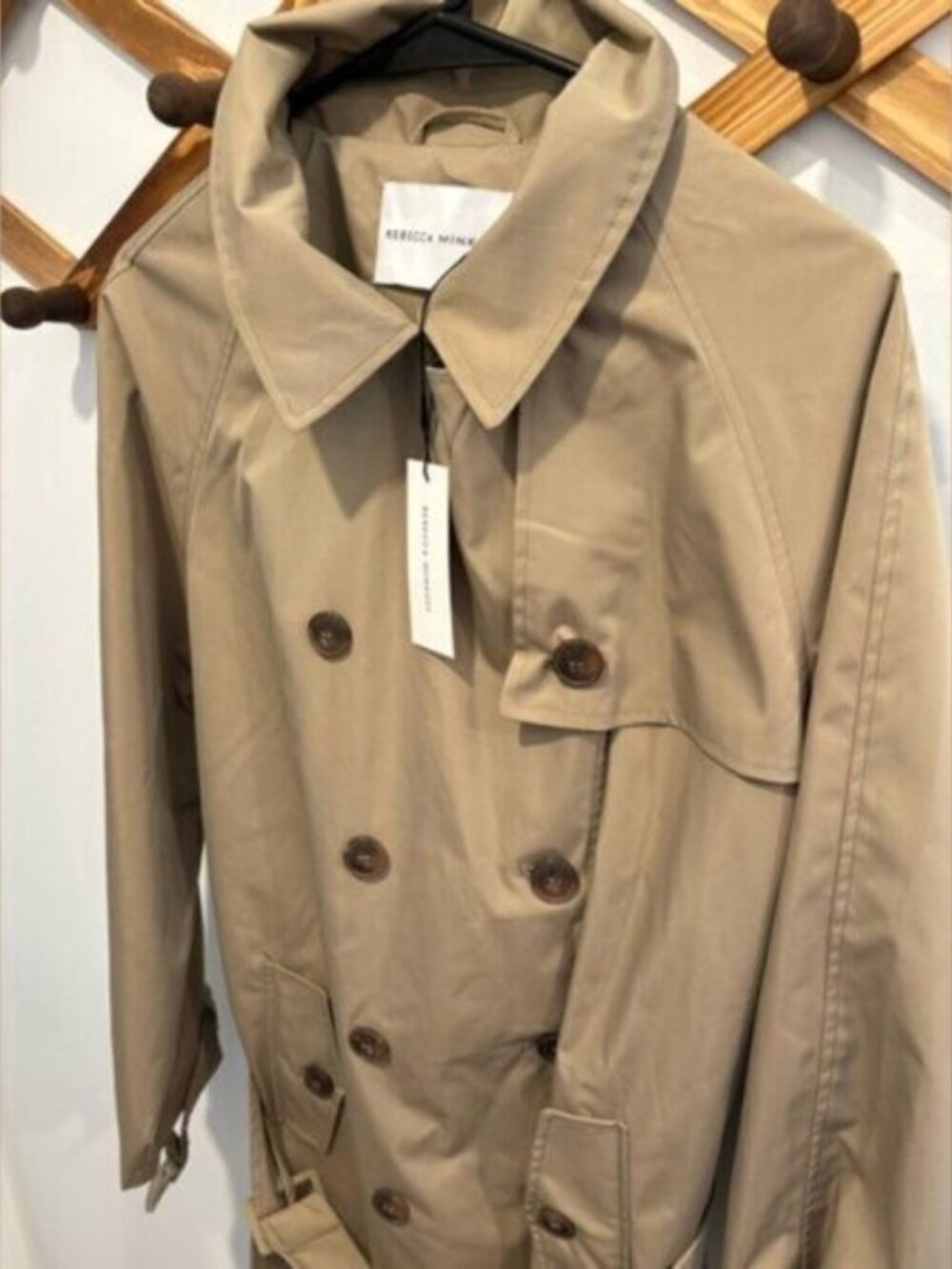 NWT Rebecca Minkoff Belted Trench Coat Khaki Beige Size L DBL Breasted $340 CAD - Picture 5 of 13